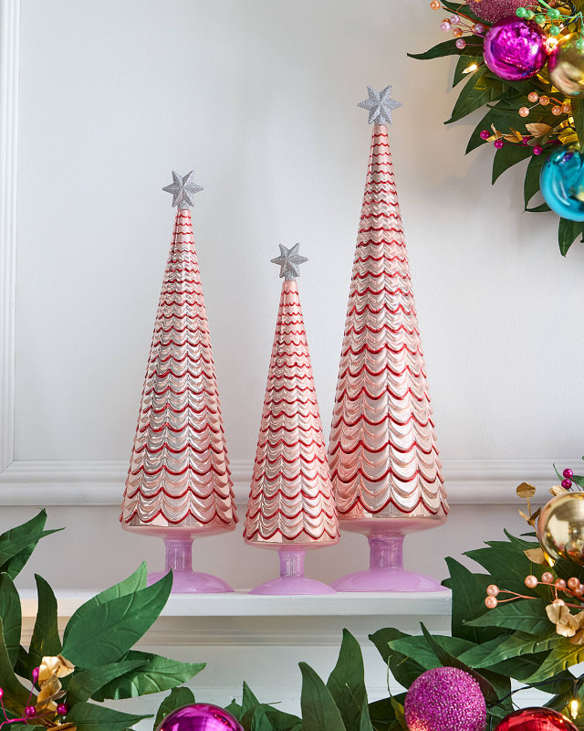 New Pink and Red Trees, Set of 3
